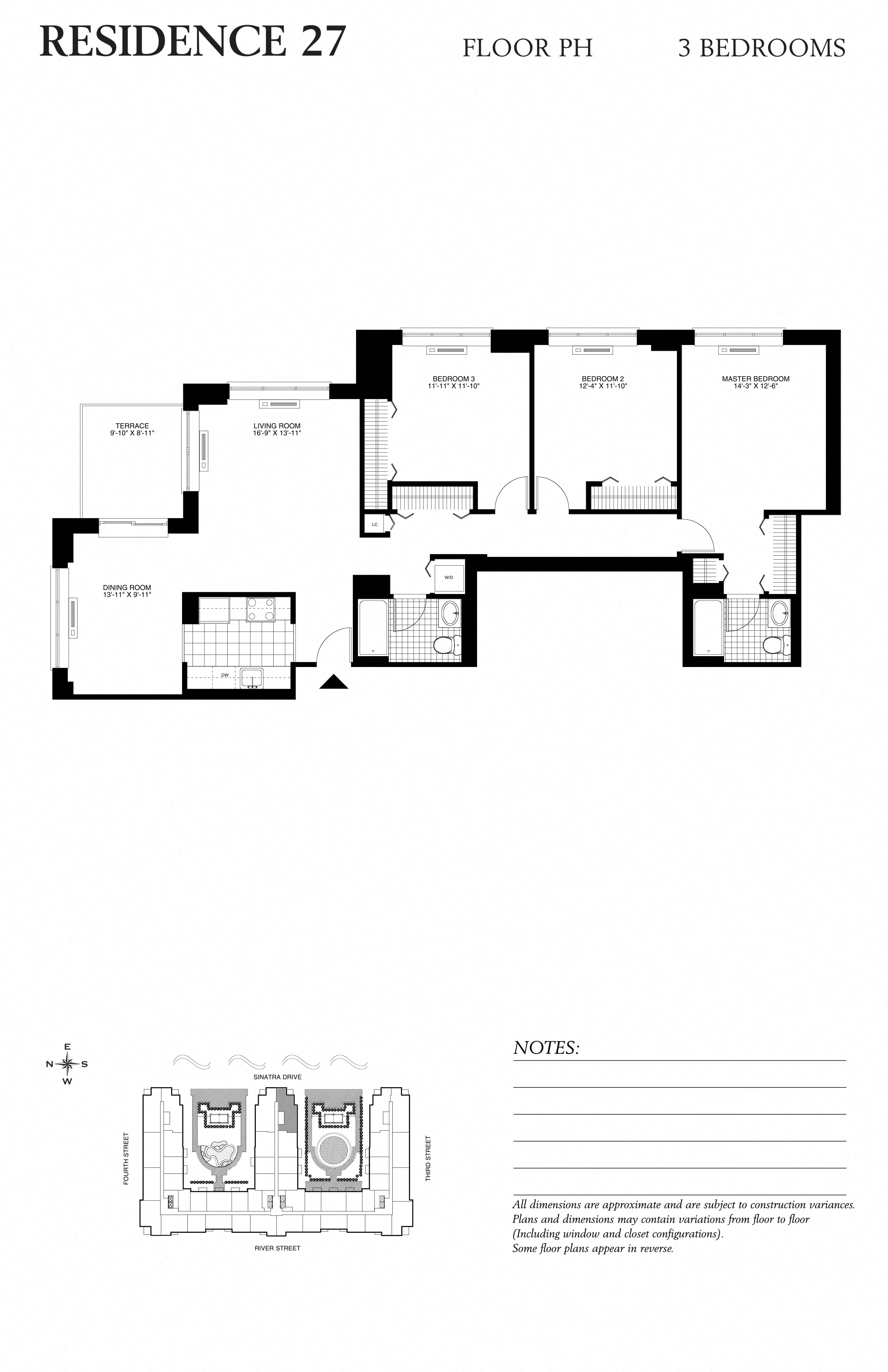 Floor plan for 3 beds, 2 baths, 1429 sqft